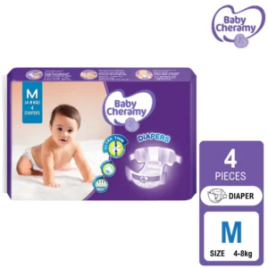 Baby Cheramy Baby Diapers Medium 4-8kg - 4 Pcs Cotton Soft & Leakproof